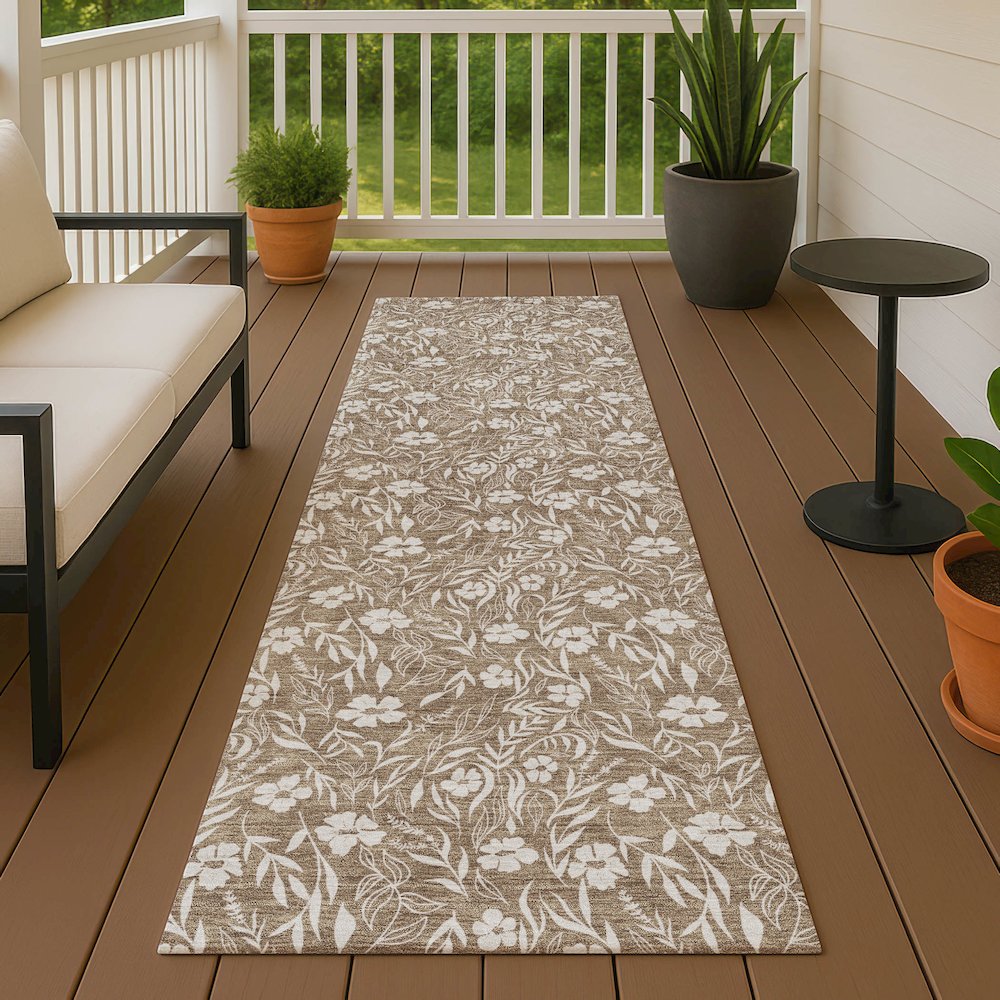 Luxury Washable Indoor/Outdoor Soft Essentials SE4 Brown 2'3" x 7'6" Runner Rug. Picture 6