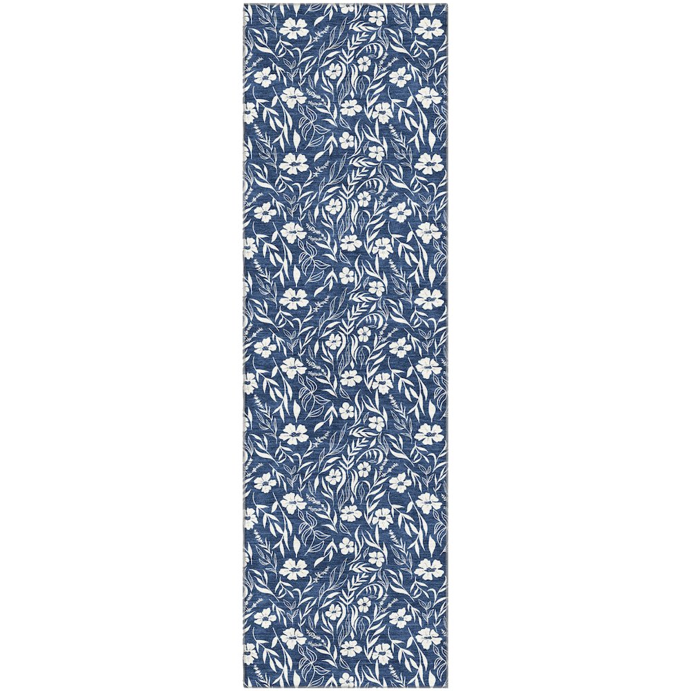 Luxury Washable Indoor/Outdoor Soft Essentials SE4 Blue 2'3" x 7'6" Runner Rug. Picture 1