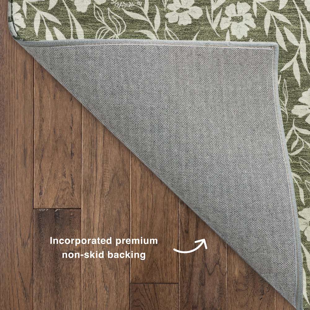 Luxury Washable Indoor/Outdoor Soft Essentials SE4 Green 1'8" x 2'6" Rug. Picture 4