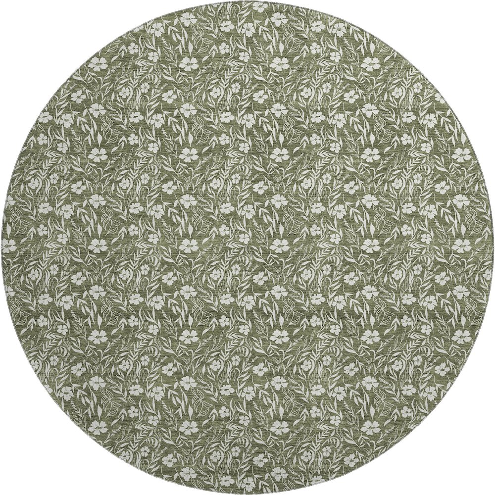 Luxury Washable Indoor/Outdoor Soft Essentials SE4 Green 8' x 8' Rug. Picture 1