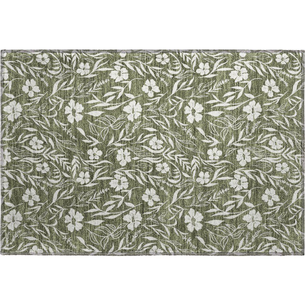 Luxury Washable Indoor/Outdoor Soft Essentials SE4 Green 1'8" x 2'6" Rug. Picture 1
