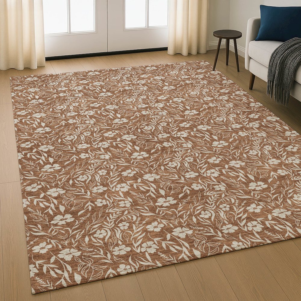 Luxury Washable Indoor/Outdoor Soft Essentials SE4 Orange 2'6" x 3'10" Rug. Picture 5