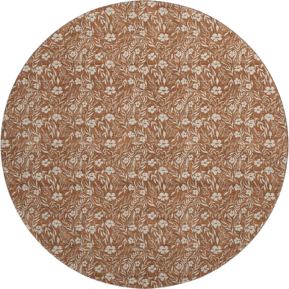 Luxury Washable Indoor/Outdoor Soft Essentials SE4 Orange 8' x 8' Rug. Picture 1