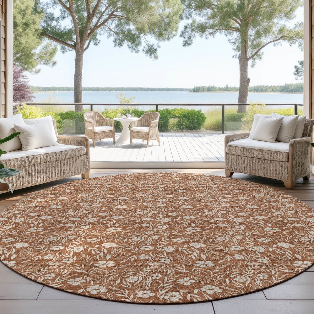 Luxury Washable Indoor/Outdoor Soft Essentials SE4 Orange 8' x 8' Rug. Picture 6