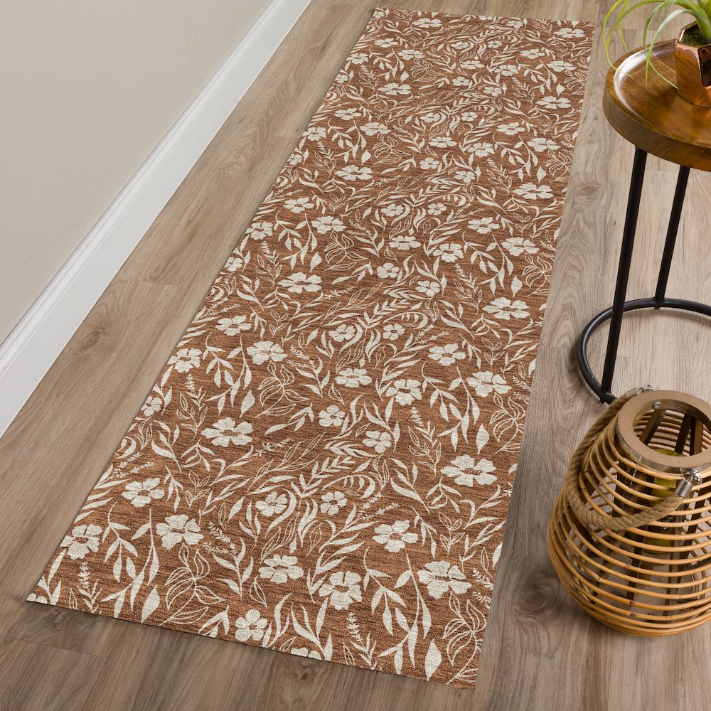 Luxury Washable Indoor/Outdoor Soft Essentials SE4 Orange 2'3" x 7'6" Runner Rug. Picture 5