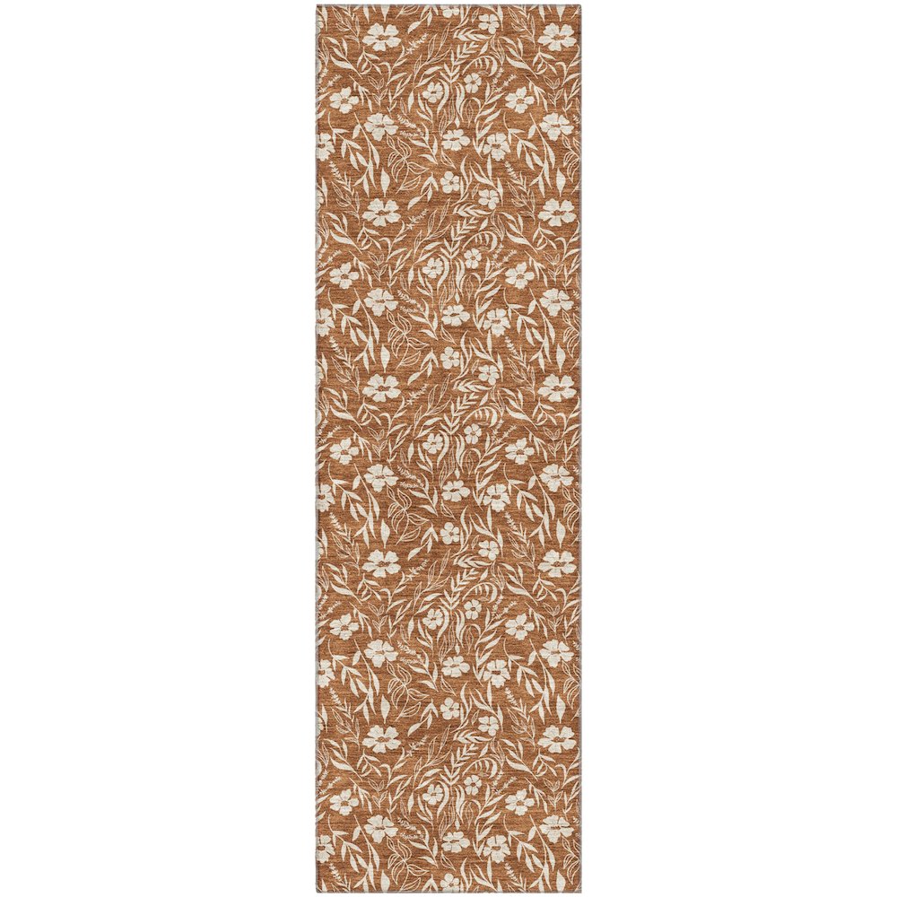 Luxury Washable Indoor/Outdoor Soft Essentials SE4 Orange 2'3" x 7'6" Runner Rug. Picture 1