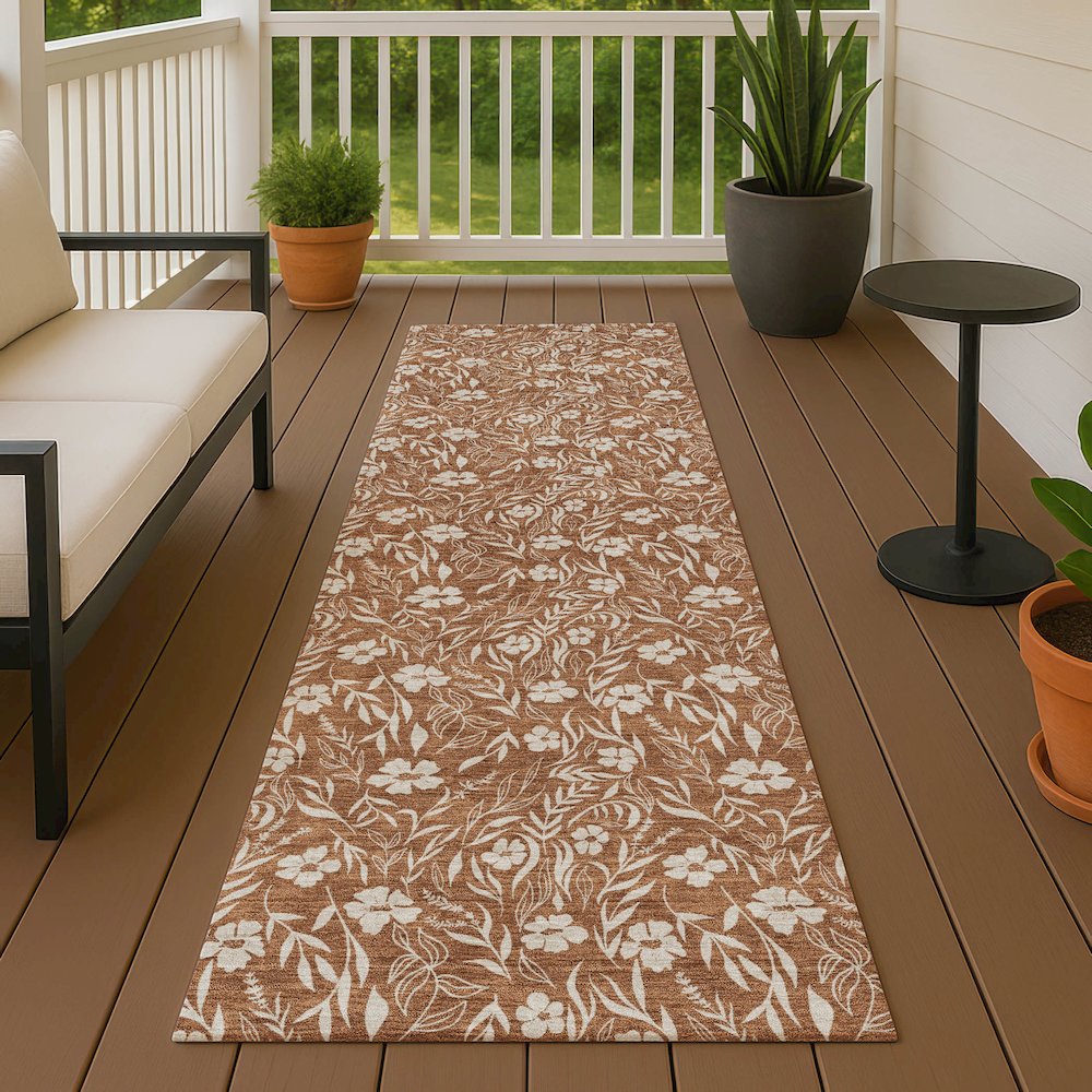 Luxury Washable Indoor/Outdoor Soft Essentials SE4 Orange 2'3" x 7'6" Runner Rug. Picture 6