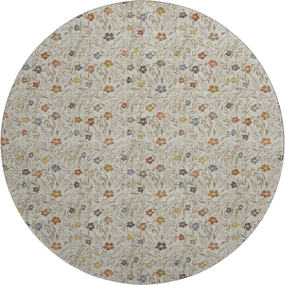 Luxury Washable Indoor/Outdoor Soft Essentials SE4 Ivory 8' x 8' Rug. Picture 1