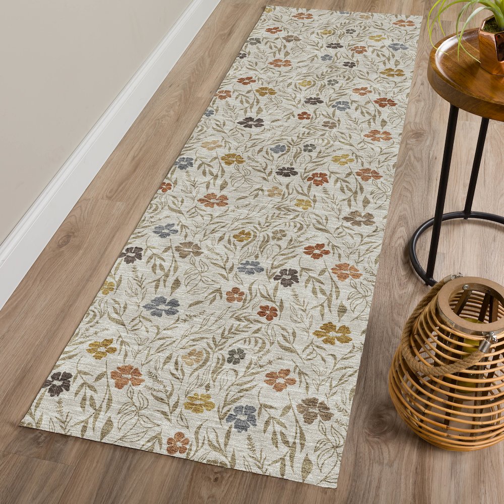 Luxury Washable Indoor/Outdoor Soft Essentials SE4 Ivory 2'3" x 7'6" Runner Rug. Picture 5