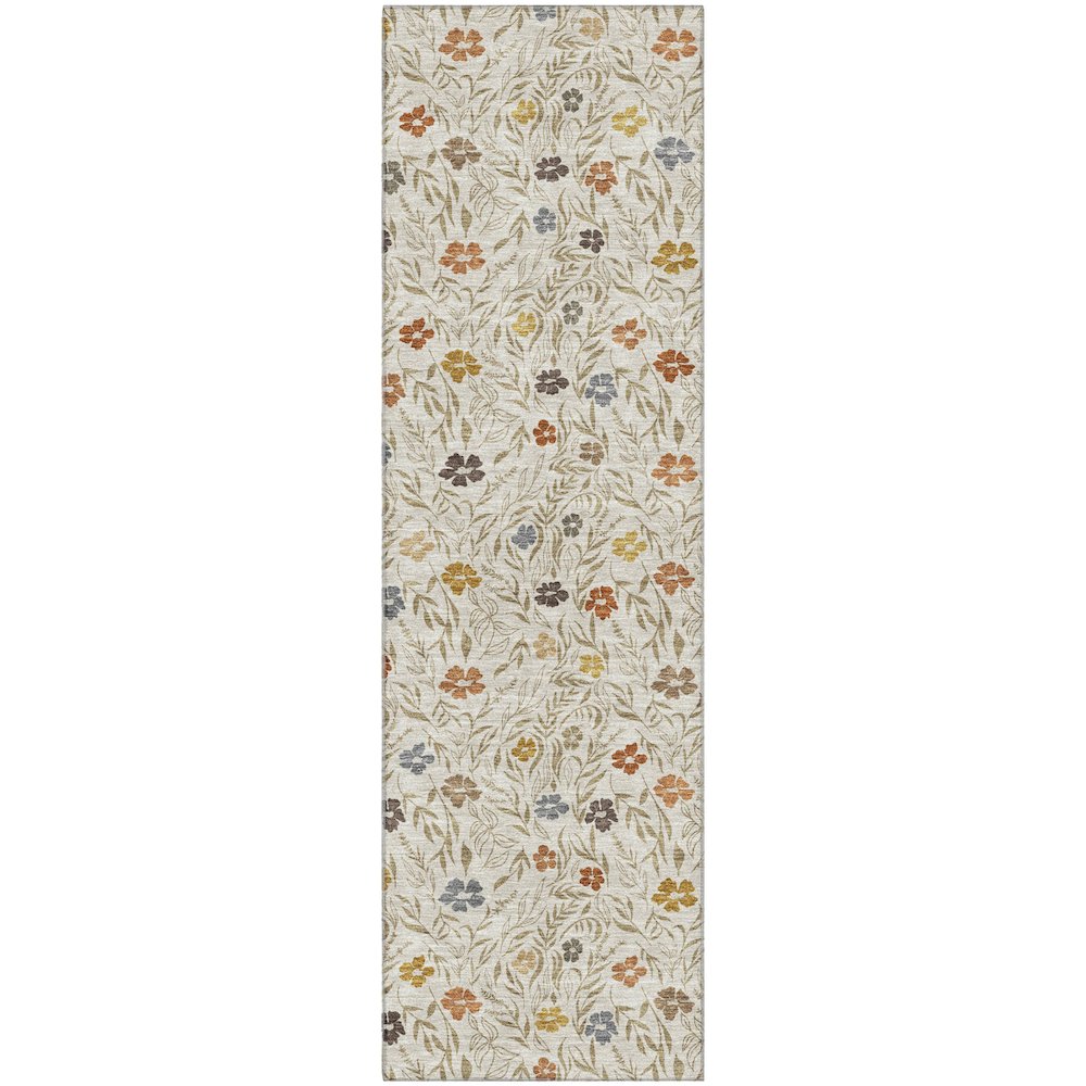 Luxury Washable Indoor/Outdoor Soft Essentials SE4 Ivory 2'3" x 7'6" Runner Rug. Picture 1