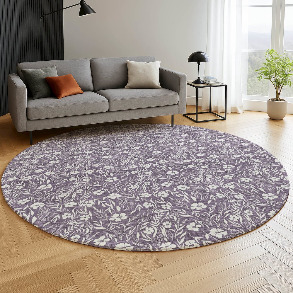 Luxury Washable Indoor/Outdoor Soft Essentials SE4 Purple 8' x 8' Rug. Picture 5