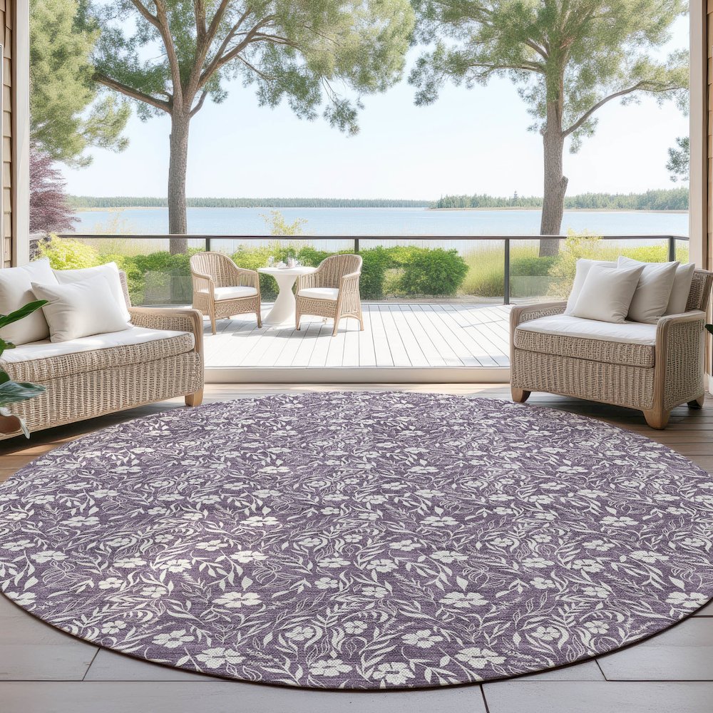 Luxury Washable Indoor/Outdoor Soft Essentials SE4 Purple 8' x 8' Rug. Picture 6