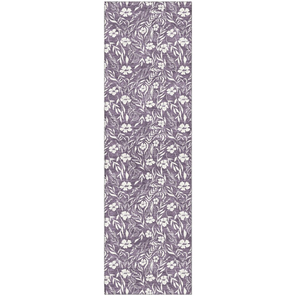 Luxury Washable Indoor/Outdoor Soft Essentials SE4 Purple 2'3" x 7'6" Runner Rug. Picture 1