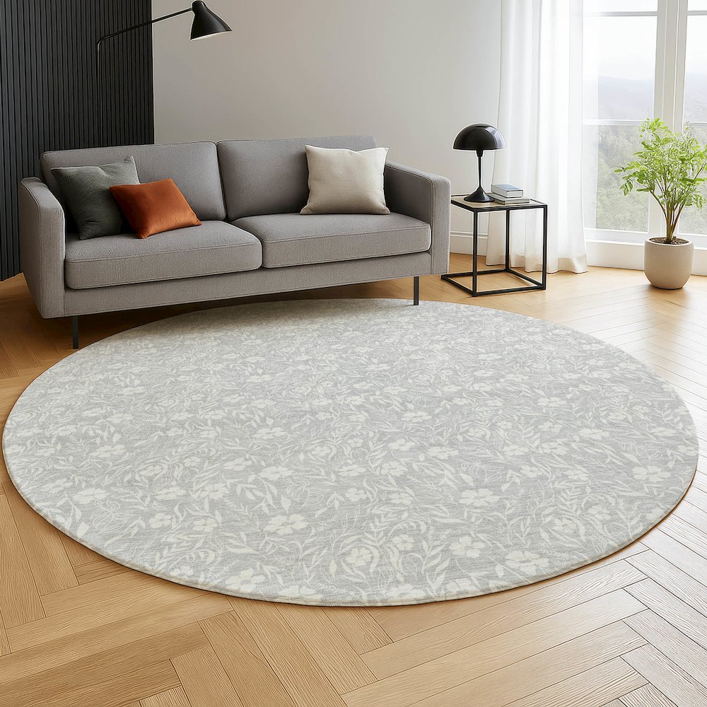 Luxury Washable Indoor/Outdoor Soft Essentials SE4 Gray 8' x 8' Rug. Picture 5