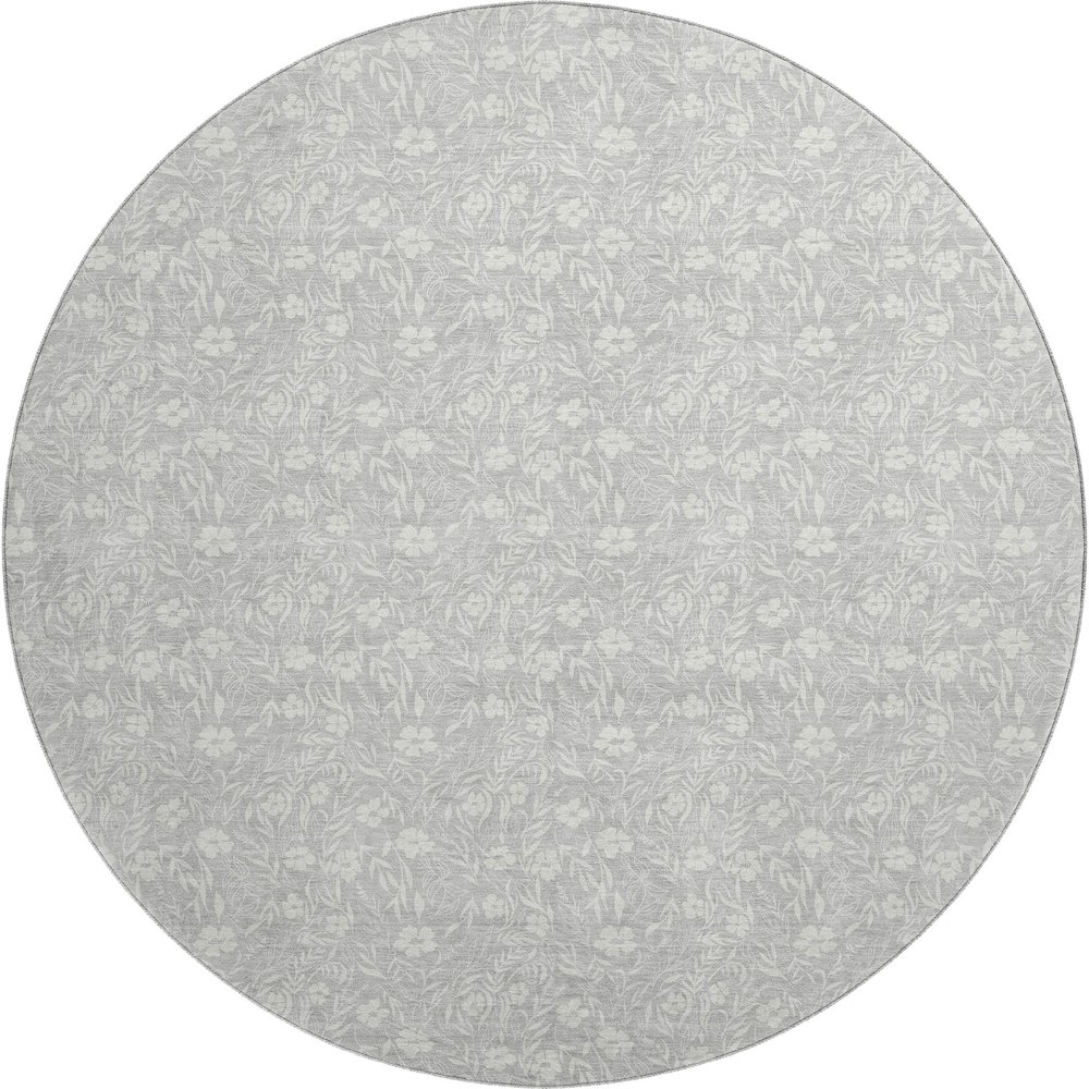 Luxury Washable Indoor/Outdoor Soft Essentials SE4 Gray 8' x 8' Rug. Picture 1