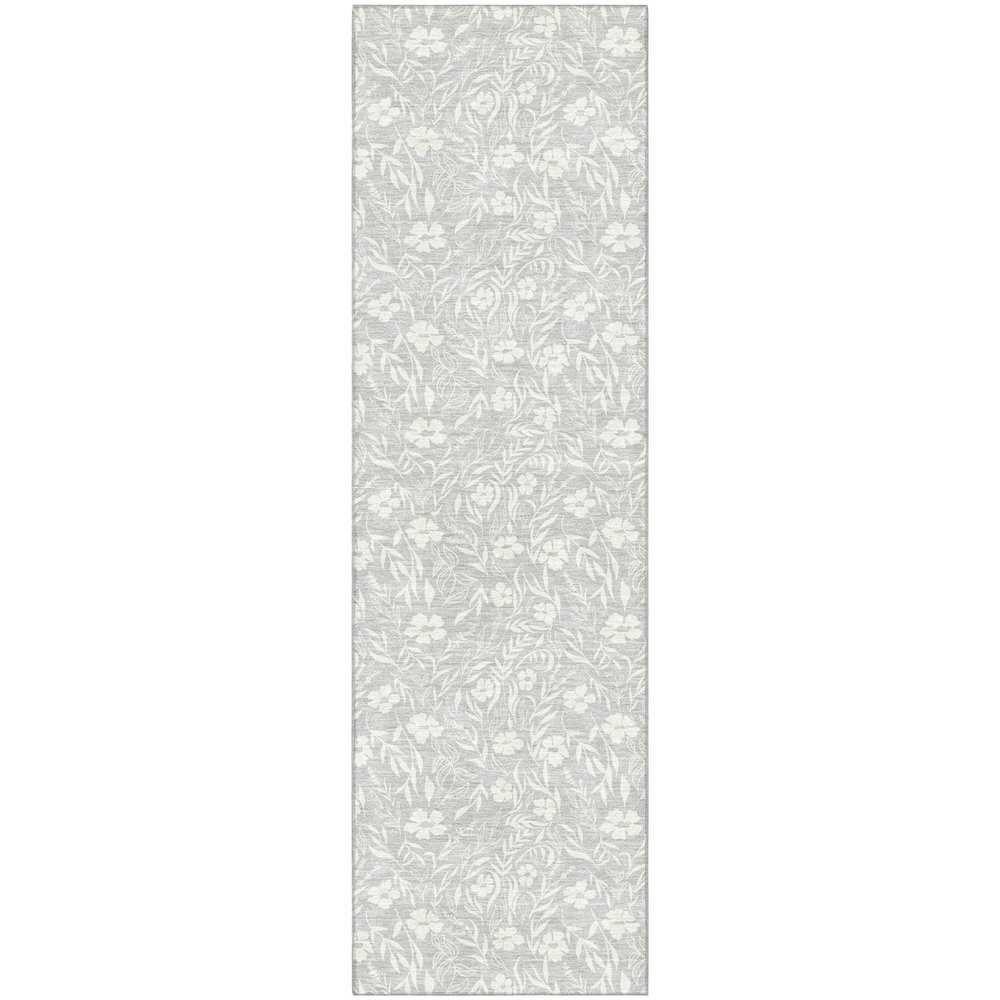 Luxury Washable Indoor/Outdoor Soft Essentials SE4 Gray 2'3" x 7'6" Runner Rug. Picture 1