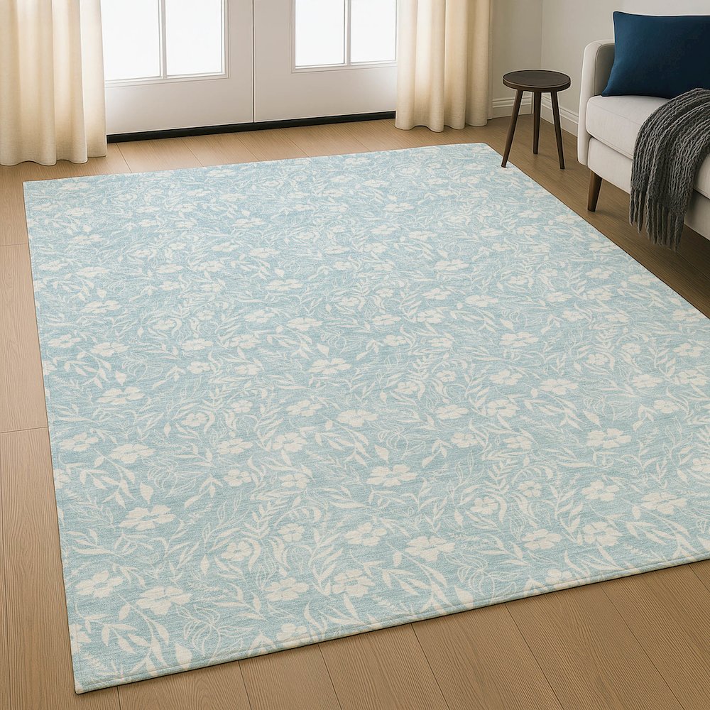 Luxury Washable Indoor/Outdoor Soft Essentials SE4 Blue 2'6" x 3'10" Rug. Picture 5