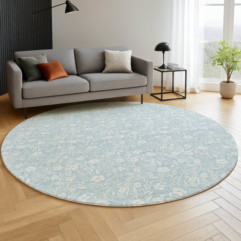 Luxury Washable Indoor/Outdoor Soft Essentials SE4 Blue 8' x 8' Rug. Picture 5