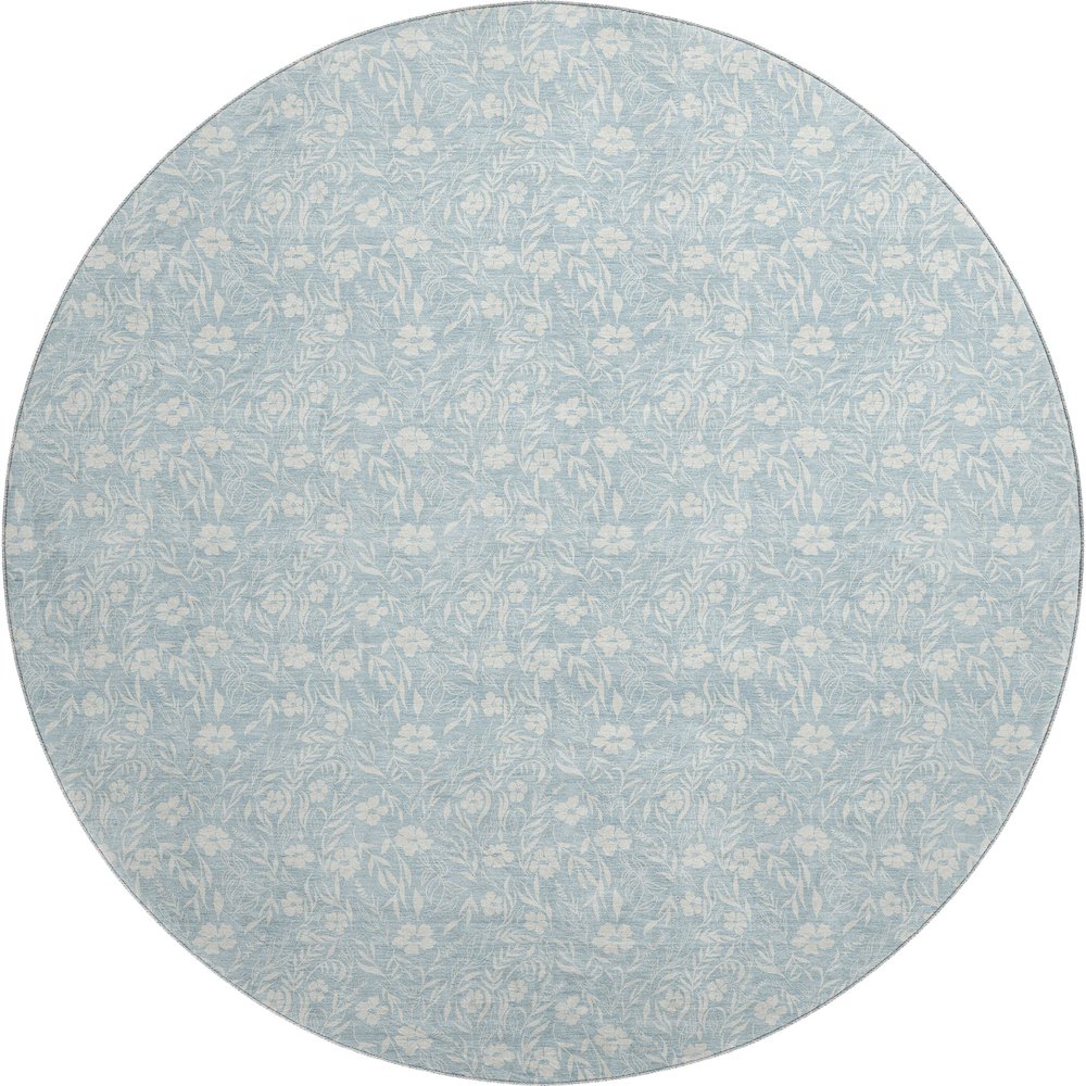 Luxury Washable Indoor/Outdoor Soft Essentials SE4 Blue 8' x 8' Rug. Picture 1