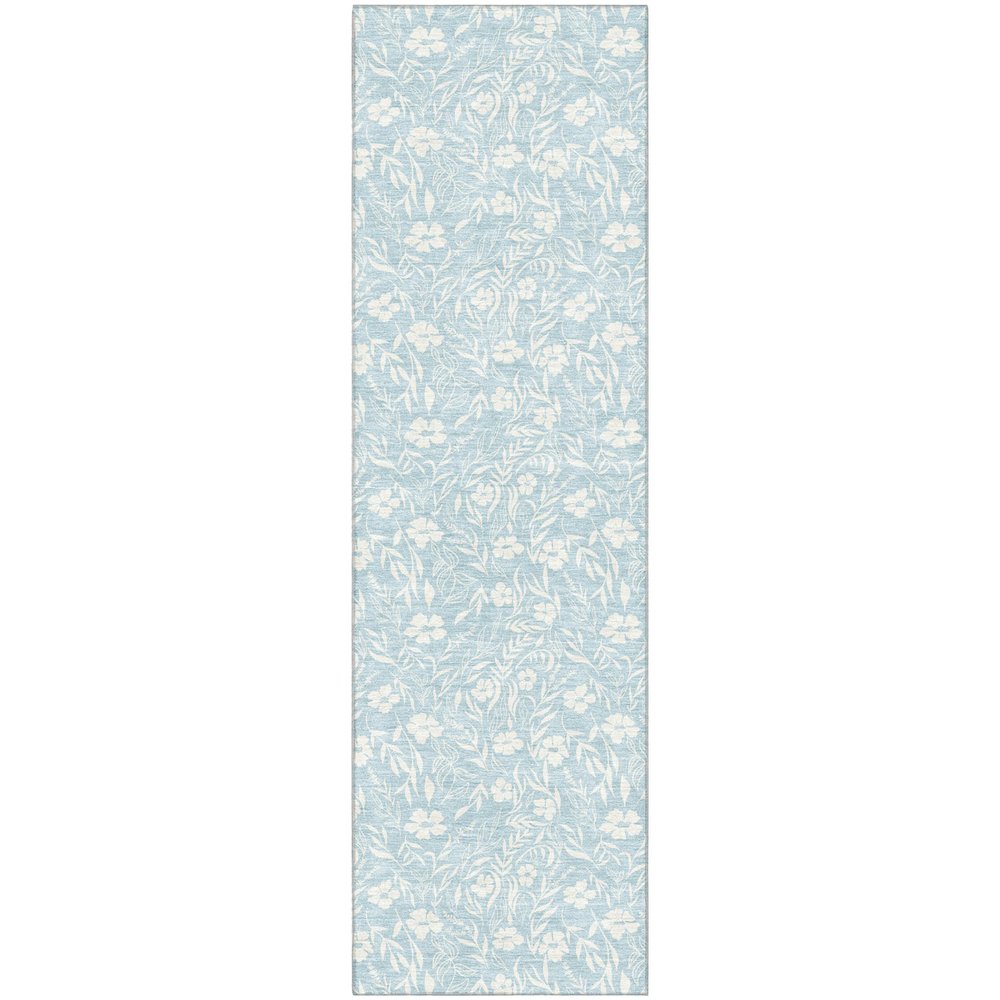 Luxury Washable Indoor/Outdoor Soft Essentials SE4 Blue 2'3" x 7'6" Runner Rug. Picture 1