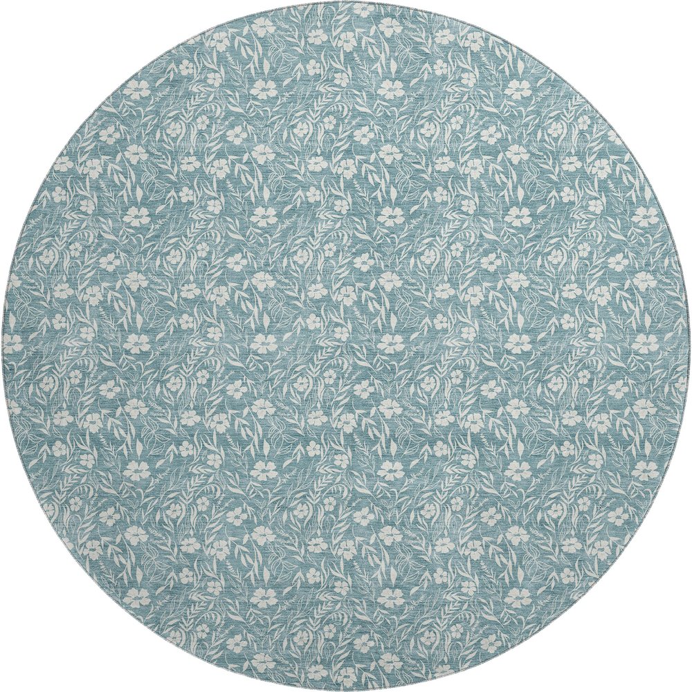 Luxury Washable Indoor/Outdoor Soft Essentials SE4 Teal 8' x 8' Rug. Picture 1