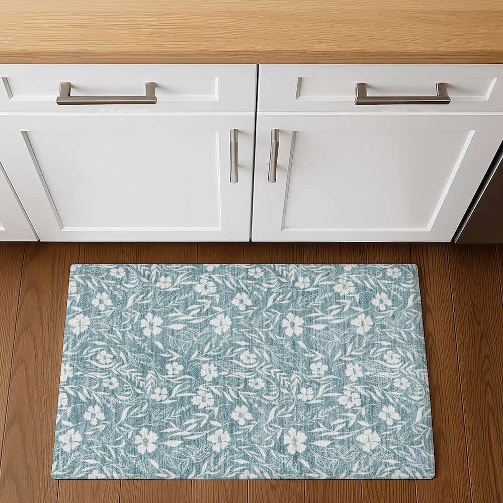Luxury Washable Indoor/Outdoor Soft Essentials SE4 Teal 1'8" x 2'6" Rug. Picture 5