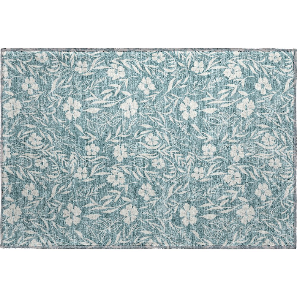 Luxury Washable Indoor/Outdoor Soft Essentials SE4 Teal 1'8" x 2'6" Rug. Picture 1