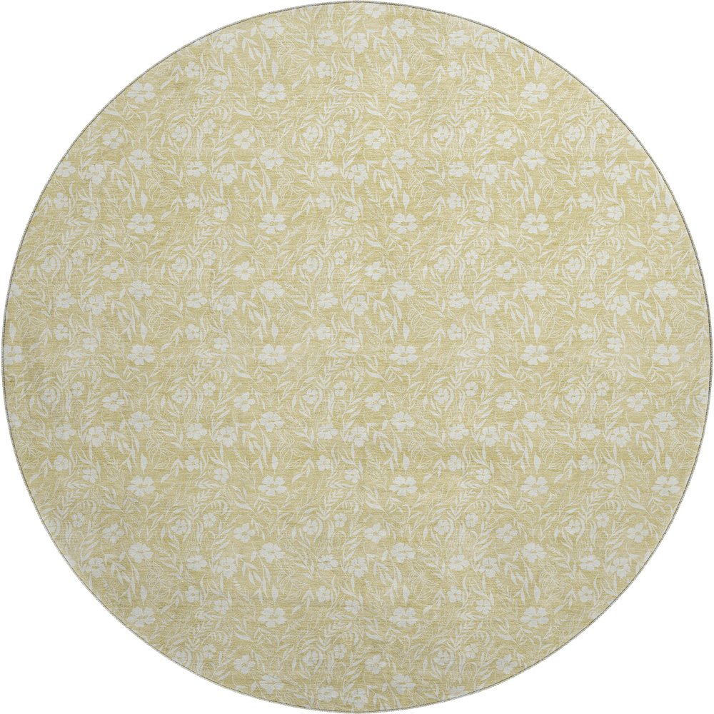 Luxury Washable Indoor/Outdoor Soft Essentials SE4 Gold 8' x 8' Rug. Picture 1