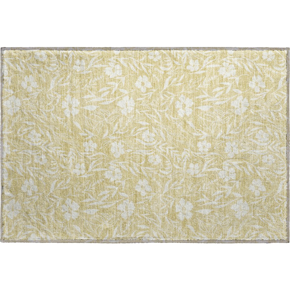 Luxury Washable Indoor/Outdoor Soft Essentials SE4 Gold 1'8" x 2'6" Rug. Picture 1