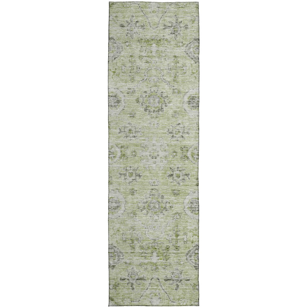 Luxury Washable Indoor/Outdoor Solace Aloe 2'3" x 7'6" Runner Rug. Picture 1