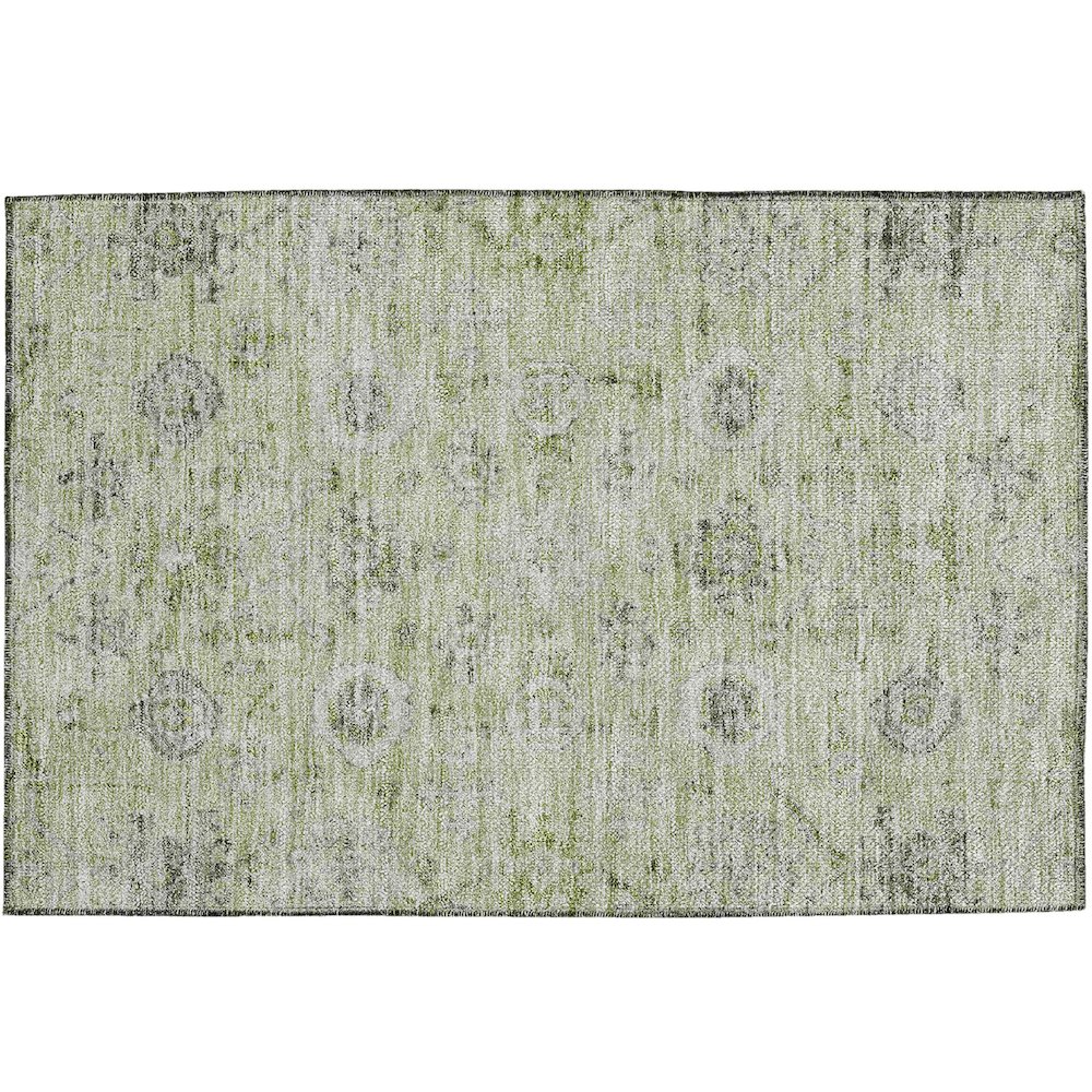 Luxury Washable Indoor/Outdoor Solace Aloe 1'8" x 2'6" Rug. Picture 1