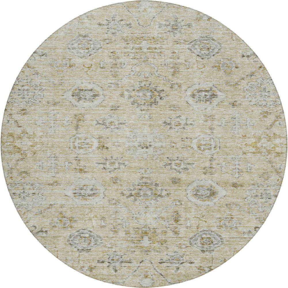 Luxury Washable Indoor/Outdoor Solace Beige 8' x 8' Round Rug. Picture 1