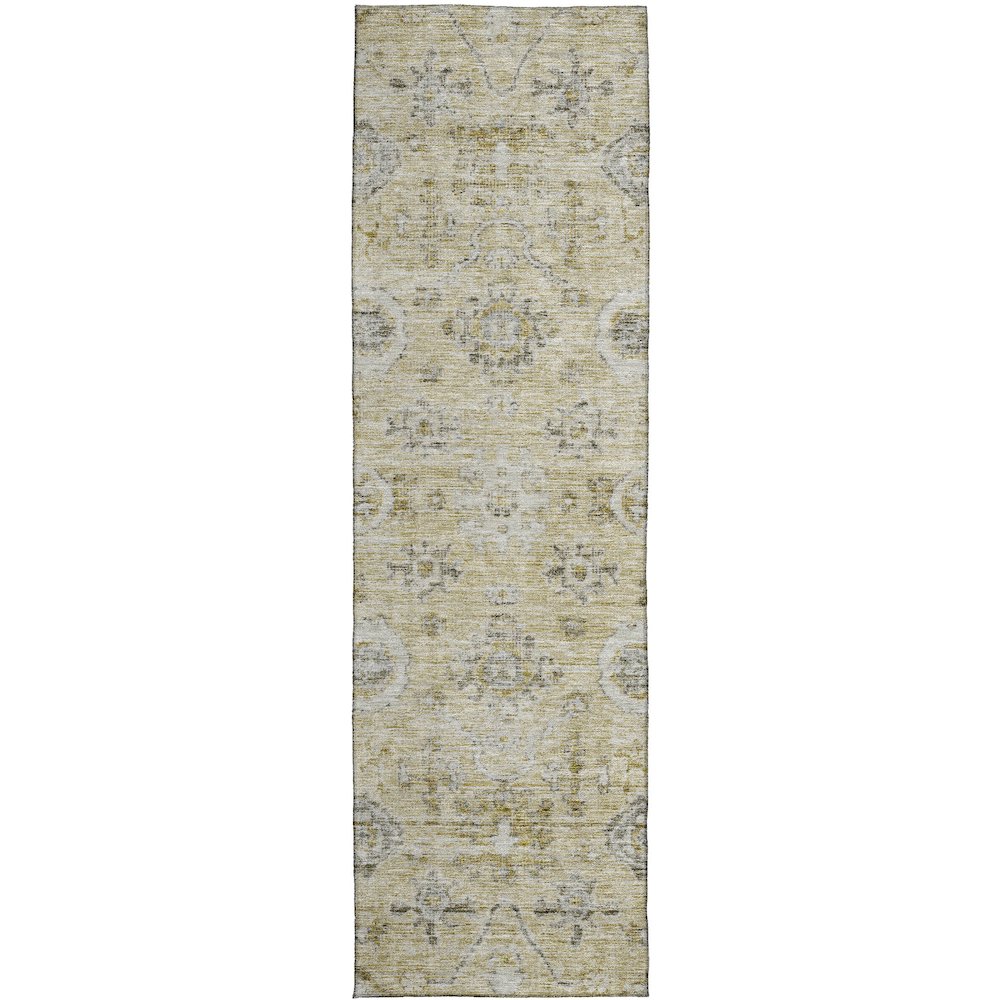 Luxury Washable Indoor/Outdoor Solace Beige 2'3" x 7'6" Runner Rug. Picture 1