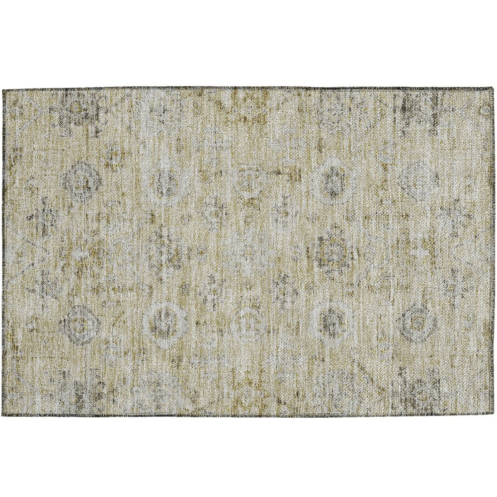 Luxury Washable Indoor/Outdoor Solace Beige 1'8" x 2'6" Rug. Picture 1