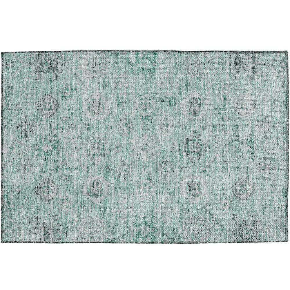Luxury Washable Indoor/Outdoor Solace Teal 1'8" x 2'6" Rug. Picture 1