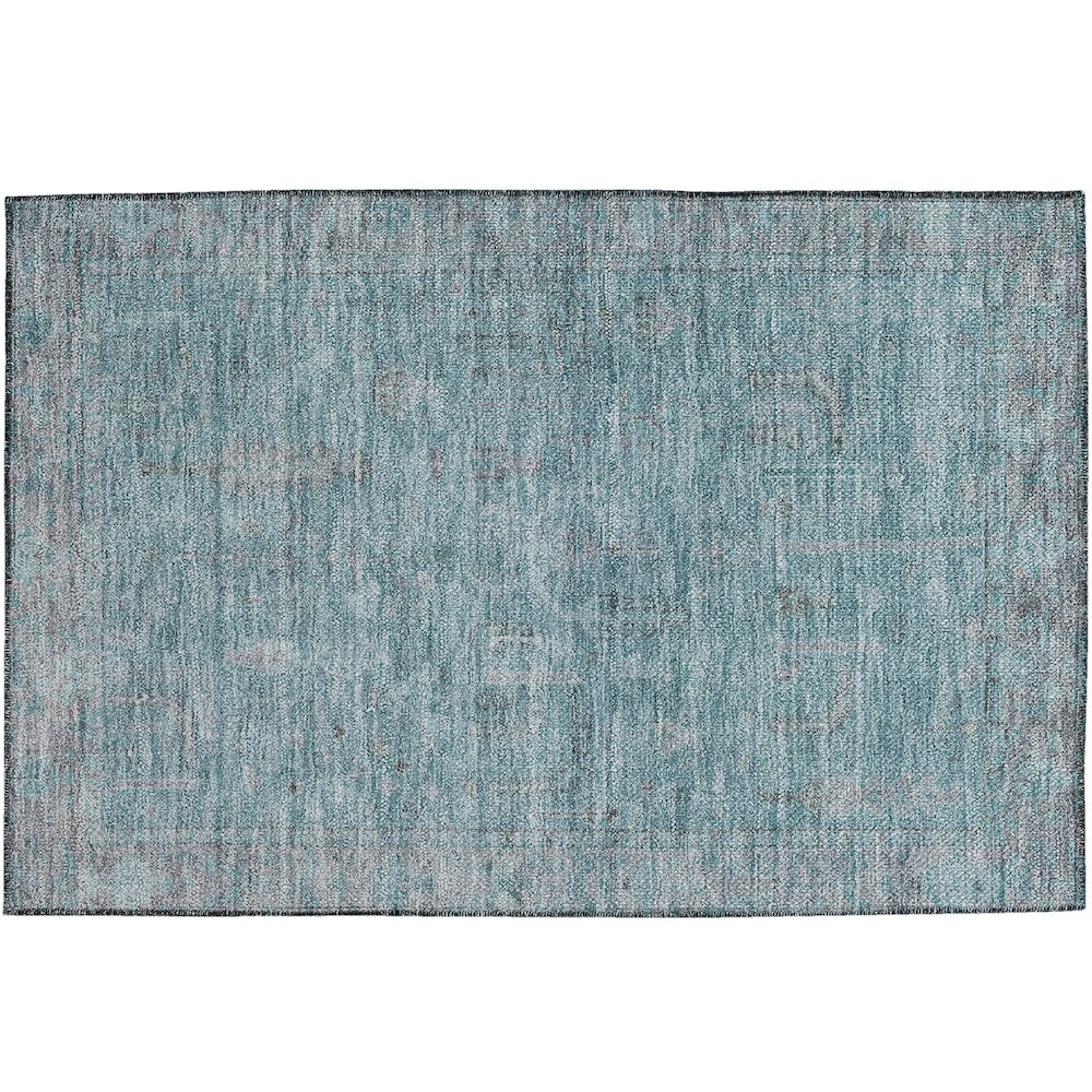 Luxury Washable Indoor/Outdoor Solace Aqua 1'8" x 2'6" Rug. Picture 1