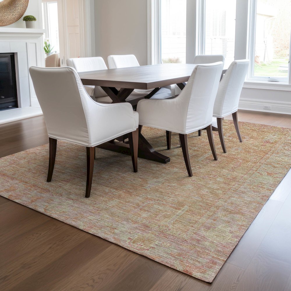 Luxury Washable Indoor/Outdoor Solace Coral 2'6" x 3'10" Rug. Picture 6
