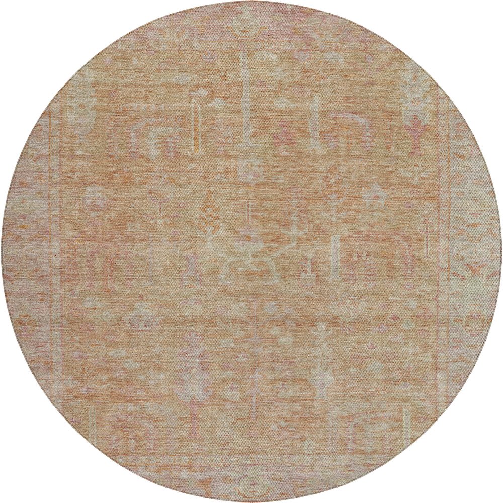 Luxury Washable Indoor/Outdoor Solace Coral 8' x 8' Round Rug. Picture 1