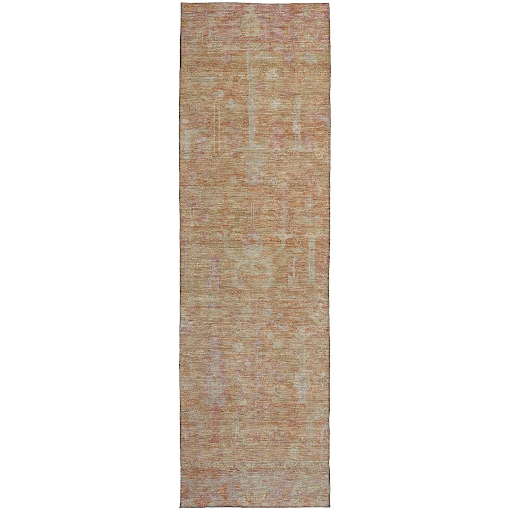 Luxury Washable Indoor/Outdoor Solace Coral 2'3" x 7'6" Runner Rug. Picture 1
