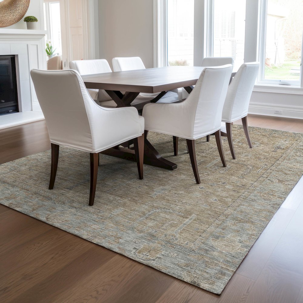 Luxury Washable Indoor/Outdoor Solace Tan 2'6" x 3'10" Rug. Picture 6