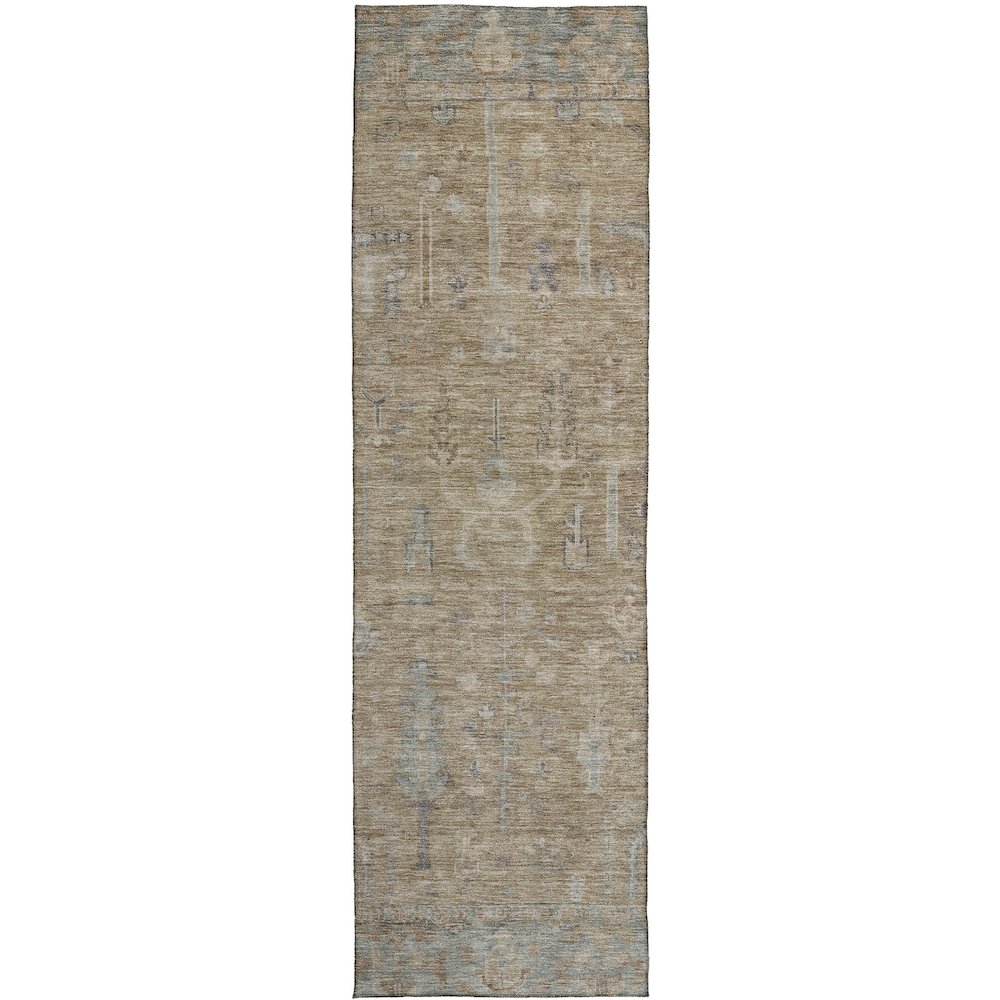 Luxury Washable Indoor/Outdoor Solace Tan 2'3" x 7'6" Runner Rug. Picture 1