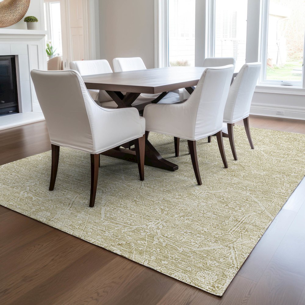 Luxury Washable Indoor/Outdoor Solace Beige 2'6" x 3'10" Rug. Picture 6