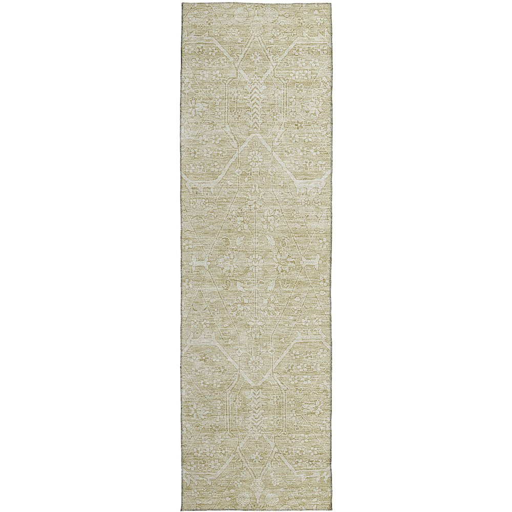 Luxury Washable Indoor/Outdoor Solace Beige 2'3" x 7'6" Runner Rug. Picture 1