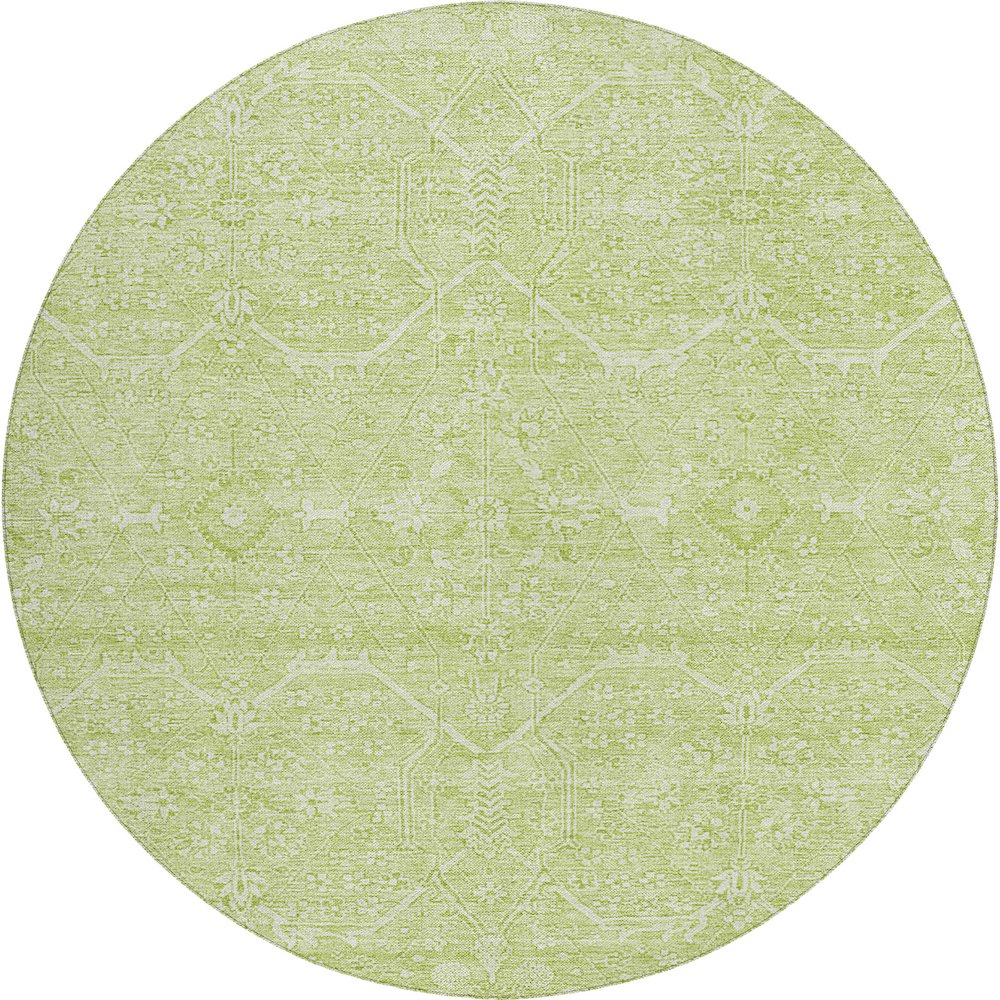 Luxury Washable Indoor/Outdoor Solace Lime 8' x 8' Round Rug. Picture 1