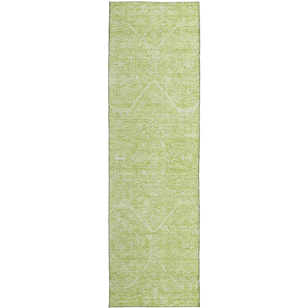 Luxury Washable Indoor/Outdoor Solace Lime 2'3" x 7'6" Runner Rug. Picture 1