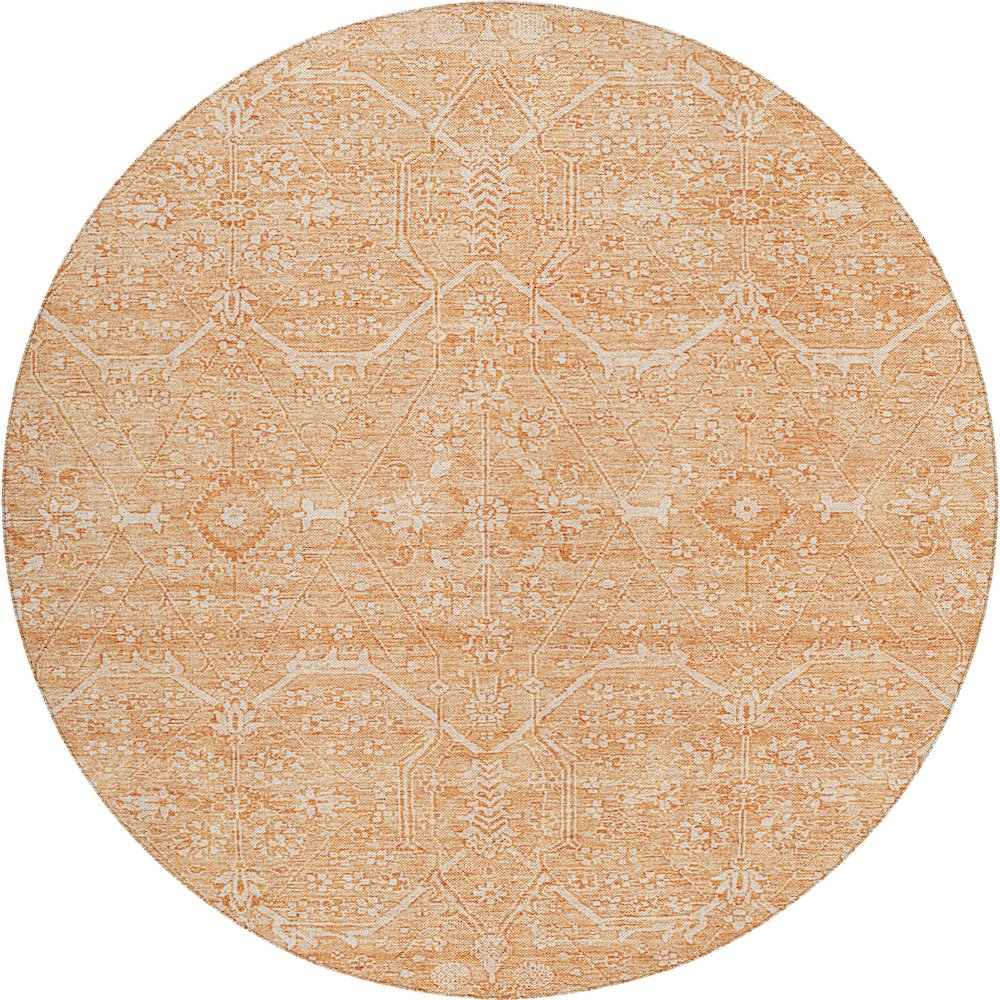 Luxury Washable Indoor/Outdoor Solace Salmon 8' x 8' Round Rug. Picture 1