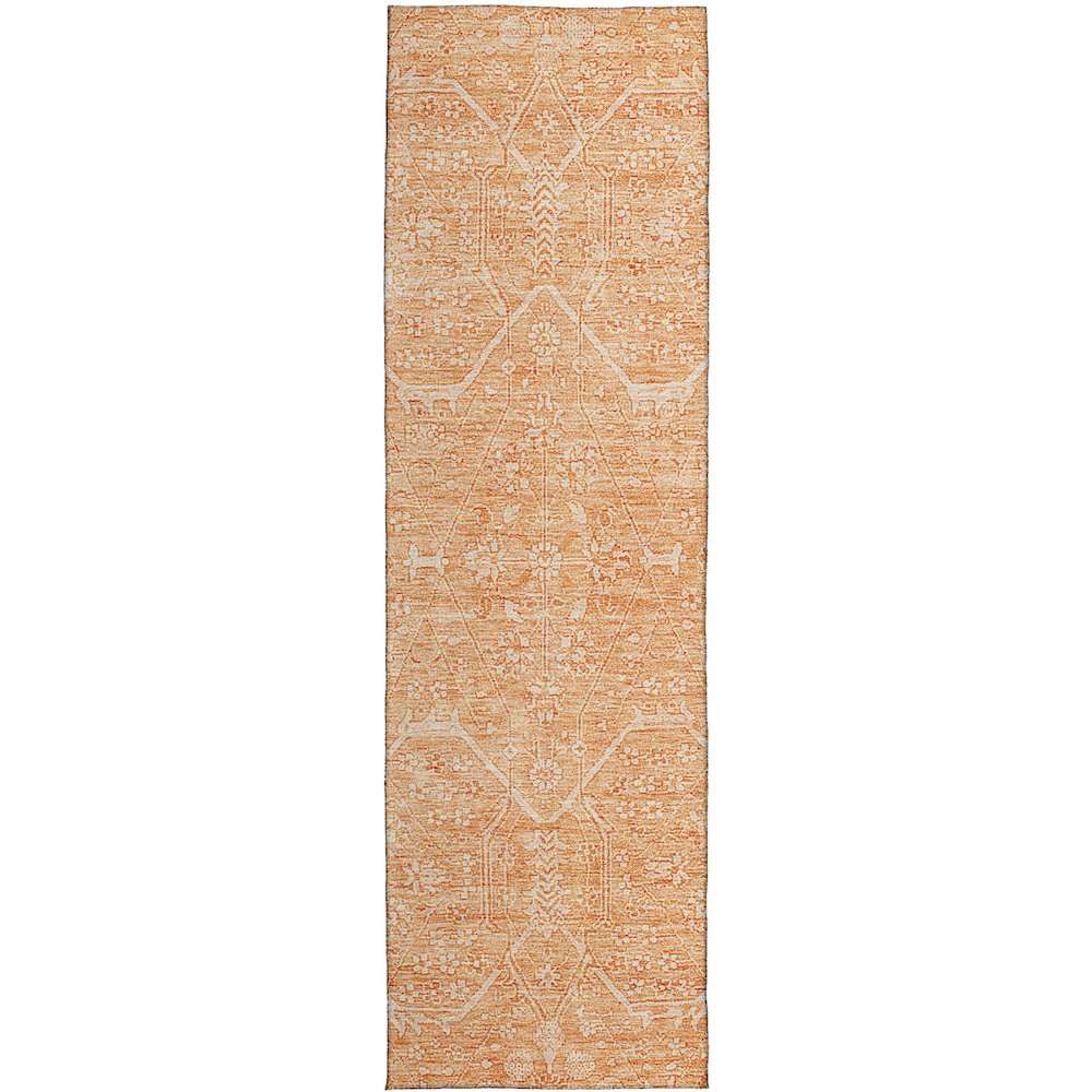 Luxury Washable Indoor/Outdoor Solace Salmon 2'3" x 7'6" Runner Rug. Picture 1