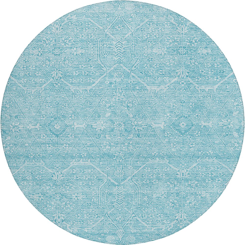 Luxury Washable Indoor/Outdoor Solace Sky 8' x 8' Round Rug. Picture 1