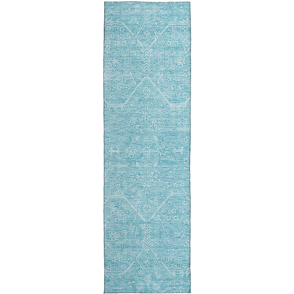 Luxury Washable Indoor/Outdoor Solace Sky 2'3" x 7'6" Runner Rug. Picture 1