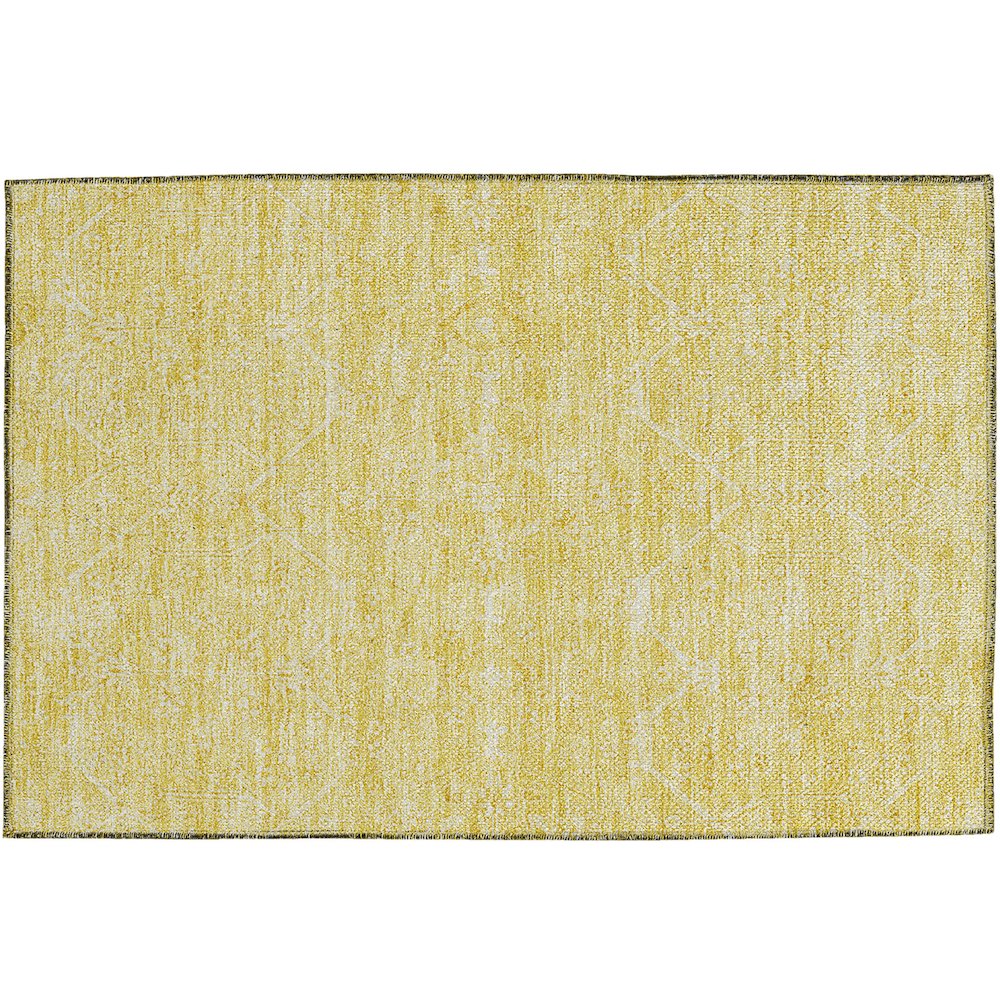 Luxury Washable Indoor/Outdoor Solace Yellow 1'8" x 2'6" Rug. Picture 1